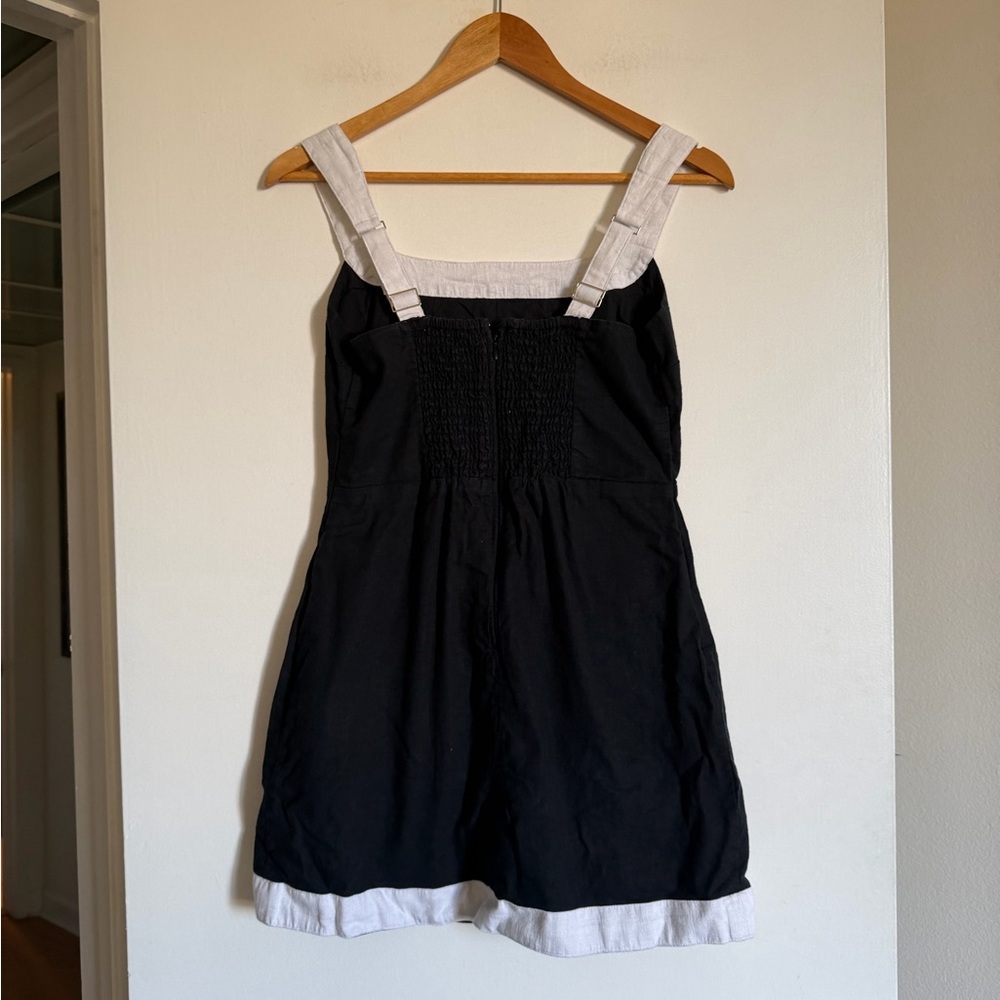 Abercrombie & Fitch Black White Contrast Linen Blend Smock Mini Dress size MP - Picture 5 of 7